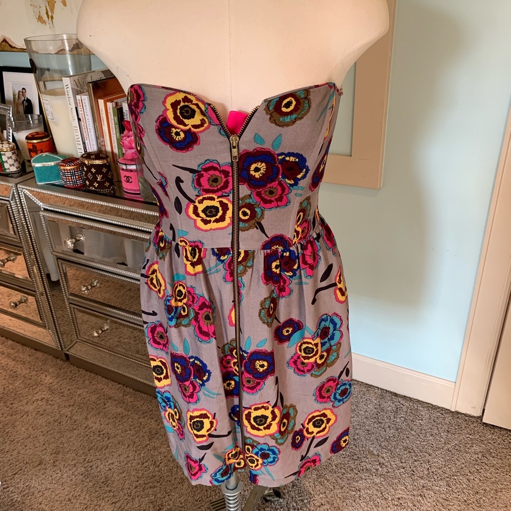 Coreylynncalter Strapless Floral Zipper Dress Sz.6
